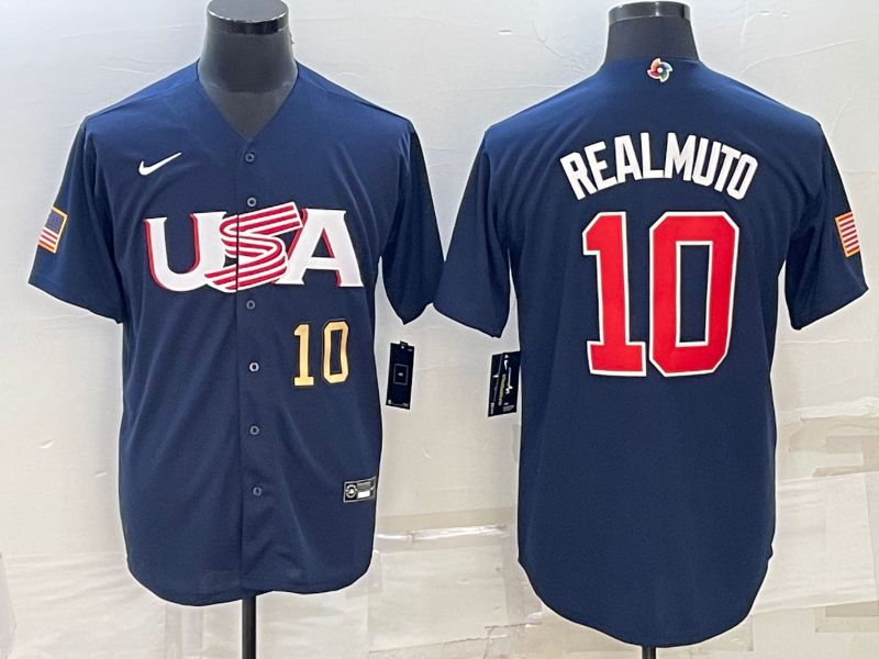 Men 2023 World Cub USA #10 Realmuto Blue Nike MLB Jersey3->more jerseys->MLB Jersey
